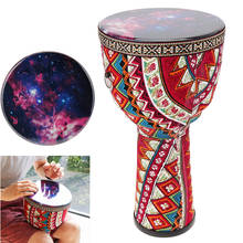 Tambor Djembe africano de 8 pulgadas para niños, tambor de mano de tela colorida, material ABS, PVC, piel de cielo estrellado 2024 - compra barato