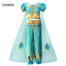 Jasmine traje niños princesa Jasmine Cosplay de Aladdin traje de puesta en escena Top pantalones fiesta suministros 2024 - compra barato