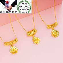 OMHXFC Wholesale European Fashion Woman Girl Party Birthday Wedding Gift Hollow Tube Flower 18KT Real Gold Charm Pendant PN67 2024 - buy cheap