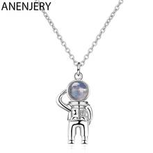ANENJERY 925 Sterling Silver Personality Astronaut Moonstone Pendant Necklace Clavicle Chain Necklace For Women S-N484 2024 - buy cheap