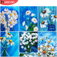 HUACAN Full Drill Diamond Painting White Daisy Flowers Embroidery Cross Stitch Decoration Painting With Diamonds Wall Art 2024 - buy cheap