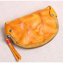 Genuine leather mini purse female coin purse ultra-thin leather simple retro small fresh coin purse coin purse 2024 - buy cheap