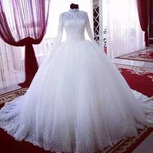 ANGELSBRIDEP Long Sleeves Ball Gown Wedding Dresses Muslim Robe de mariee Luxury Applique Beaded Long Sleeves Bride Dress Custom 2024 - buy cheap