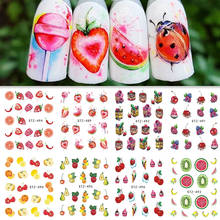 1 Sheet Water Transfer Nail Sticker Decals Fruit Cream Cake Cat Beauty Decoration Designs DIY Color Tattoo Tip SASTZ489-500 2024 - buy cheap