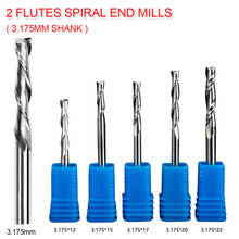 Double Flute Milling Cutter 3.175mm Wood Cutter CNC Router Bits 2 Flutes Spiral End Mills Spiral PVC Cutter 2024 - buy cheap