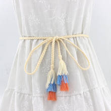 2022 Women Belt Cotton Thread Fine Decorative Dress For Ladies Knotted Waist Chain Fashion Woven Belts Tassel Ceinture Femme 2024 - buy cheap