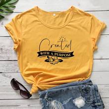 Created with a purpose t shirt slogan church religion Hipster Christian Bible baptism unisex cotton vintage slogan tees cute top 2024 - buy cheap