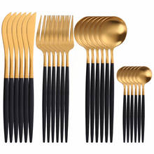 Stainless Steel Cutlery Set Black Gold Luxury Dinnerware Set Kitchen Cutlery Matte Tableware Fork Spoon Knive 24Pcs Dinner Set 2024 - buy cheap