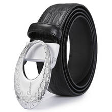 Ciartuar-Cinturón de cuero genuino de alta calidad, cinturón informal de diseñador, hebilla lisa, de negocios, para regalo de Vaqueros 2024 - compra barato