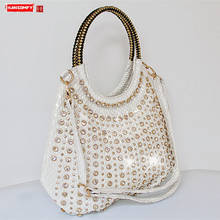 2022 luxury fashion diamond women handbags wild patent leather shoulder bag slung white rhinestone large capacity messenger bag 2024 - buy cheap
