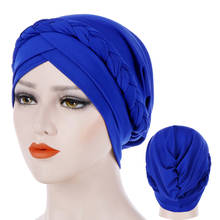 Forehead Cross Turban Bonnet For Women Pure Color Cotton Braid Inner Hijabs Indian Wrap Hijab Underscarf Caps Muslim Headdress 2024 - buy cheap