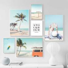 Summer Seascape Girl Beach Coconut Tree Wall Art Canvas Painting Nordic Posters And Prints Wall Pictures For Living Room Decor 2024 - buy cheap