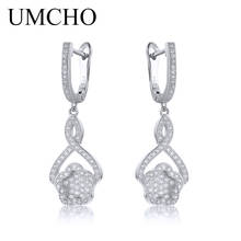 UMCHO-pendientes de plata de ley 925 con diseño de flor para mujer, aretes pequeños, plata esterlina, Circonia cúbica, zirconia, circonita, zirconita, estilo clásico, boda 2024 - compra barato