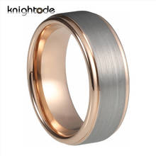 8mm Rose Gold Tungsten Carbide Jewelry Rings  For Fashion Men Women Anniversary Wedding Band Steped Edges Brushed Comfort Fit 2024 - buy cheap