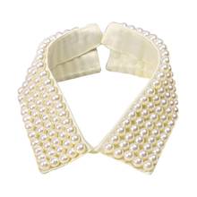 Women Handmade Beading Faux Pearls Layers Bib Lapel Fake Collar Necklace Choker 2024 - buy cheap