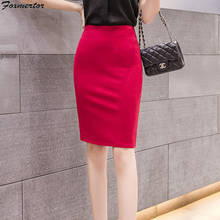 S-5XL Women Pencil Knee Length Skirts 2022 High Waist Casual Summer Sexy Skirts Slim Red Office Lady Work Wear Black Plus Size 2024 - buy cheap