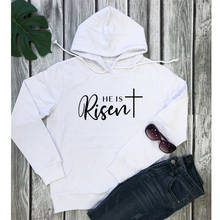 He Is Risen 100%Cotton Hoodies Casual Women Long Sleeve Easter Gift Pullovers Unisex Religious Christian Jesus Hooded Sweatshirt 2024 - buy cheap