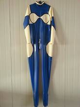 100%Latex Rubber Catsuit Navy Blue White Sock Tigth Full Cover zipper Size S-XXL 2024 - buy cheap