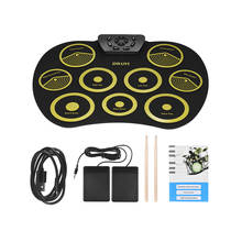 Electronic Roll-up Drum Set  9 Silicon Pads Roll Up Drum Kit USB Powered with Foot Pedals Drumsticks USB Cable for Students Kids 2024 - buy cheap