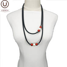 UKEBAY New Pendant Necklace Handmade Rubber Jewelry Women Bohemia Trendy Necklaces White Red Pearl Accessories Clothes Jewellery 2024 - buy cheap