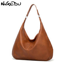 NIGEDU-Bolso de mano de piel sintética suave para mujer, bandolera de gran capacidad, de compras, color negro 2024 - compra barato