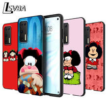 Capa de celular mafalda preta de silicone com desenho animado, para huawei p30 p20 p40 lite e pro p smart z plus 2019 p10 p9 lite 2024 - compre barato