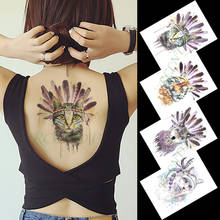 Водостойкая временная татуировка наклейка кошка Волк тигр перо большой размер арт тату флэш-тату поддельные татуировки для девушек мужчин женщин 2024 - купить недорого