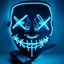 Máscara de máscaras com led engraçada, máscara de máscaras para festa de halloween com luz de neon, máscara de horror brilhante que brilha no escuro 2024 - compre barato