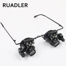 RUADLER LED 20X Magnifier Magnifying Dual Eye Glasses Loupe Lens Jeweler Watch Repair loupe magnification jewellers loupe 2024 - buy cheap