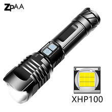 Linterna LED XHP100 para bicicleta, luz Flash recargable por USB de alta potencia con batería 2021 para exteriores, novedad de 26650 2024 - compra barato