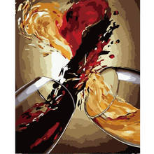Pintura por número copo de vinho paisagem de desenho em tela pintada à mão arte presente fotos por número kits de casa decoração para casa 2024 - compre barato