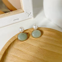 Earrings 2020 New Retro Pearl Palace Style Green Crystal Pearl Earrings Temperament Light Green  Elegant Earrings 2024 - buy cheap