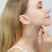Popular double circle personality geometric exaggeration earrings Hoop earrings for women 2024 - buy cheap