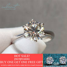 inbeaut 18K White Gold Plated 2-3 ct Pass Diamond Test Excellent Cut D Color Round Moissanite Wedding Ring 925 Silver Jewelry 2024 - buy cheap