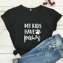 Camiseta de My Kids Have Paws para Mujer, Camiseta de algodón divertida, Camiseta Kawaii, Camiseta informal para Mujer 2024 - compra barato
