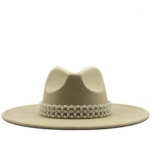 Sombrero de fieltro de Jazz para hombre y mujer, gorro de lana de estilo informal, con ala de terciopelo, disponible en blanco, rosa, amarillo, Panamá 2024 - compra barato