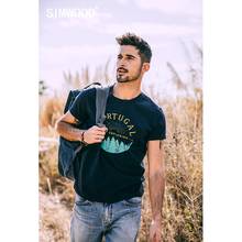 SIMWOOD 2021 летняя новая мужская футболка с принтом и круглым вырезом, 100% хлопок, футболка с коротким рукавом, облегающие футболки, модные топы SJ170040 2024 - купить недорого