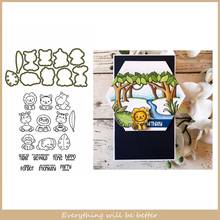 Mix Cute Animals Cartoon Lion Tiger Monkey Letter Leaves Metal Cutting Dies Match Clear Silicon Stamps Make Cards New Stencils 2024 - buy cheap