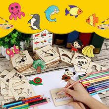 128 Montessori Creativ Children Stencil Toy Drawing Coloring Board Toys Montessori Painting Learning Toys Templates Tools 2024 - buy cheap