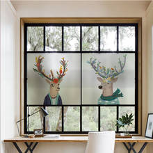 Cartoon deer windows film sticker Custom size stained frosted glass home foil door glass stickers PVC self-adhesive windows deco 2024 - buy cheap