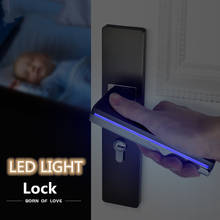 Maçaneta de porta com luz de led, para porta interior, rosete e placa, conjunto de alavanca de porta de madeira, bloqueio de porta 2024 - compre barato