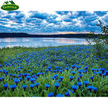 Diamond Painting Blue Cornflower Mosaic DIY 3D Diamond Embroidery Flower Sea Natural Scenery Paintings Needlework Lake Landscape 2024 - buy cheap