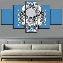 Lienzo impreso de alta calidad para pared, pintura artística para sala de estar, 5 paneles, póster de Calavera, dibujo decorativo moderno 2024 - compra barato