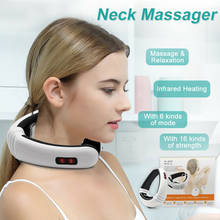 Massageador de pescoço e costas, de pulso elétrico, infravermelho longo, ferramenta de alívio de dor, cuidados de saúde, relaxamento, massageador de ombro 2024 - compre barato