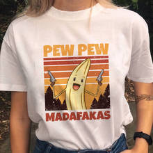 Pew pew madafakas camiseta de estampa gráfica banana, feminina, nova moda verão 2020, estética, tops brancos femininos 2024 - compre barato