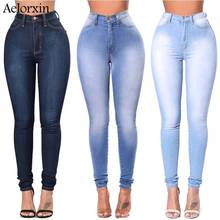 Женские узкие джинсы с высокой талией, синие джинсовые брюки-карандаш, Стрейчевые женские джинсы, 2020 2024 - купить недорого