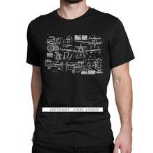 Camiseta com estética masculina, camiseta conceito saliva de algodão para homens, piloto de guerra, avião 2024 - compre barato