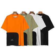 Camiseta de algodão de alta qualidade com bolso lateral e parede fria 21ss, camiseta masculina e feminina 2024 - compre barato
