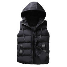 2019 Winter Hooded Vest Men Hat Detachable Warm Sleeveless Jackets Mens High Quality Casual Male Vests Coat Homme Plus Size C205 2024 - buy cheap