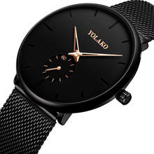 2020 Fashion Business Quartz Watches for Men Black Mesh Stainless Steel Band Ultra-Thin Wrist Watch Male Clock Relogio Masculino 2024 - buy cheap